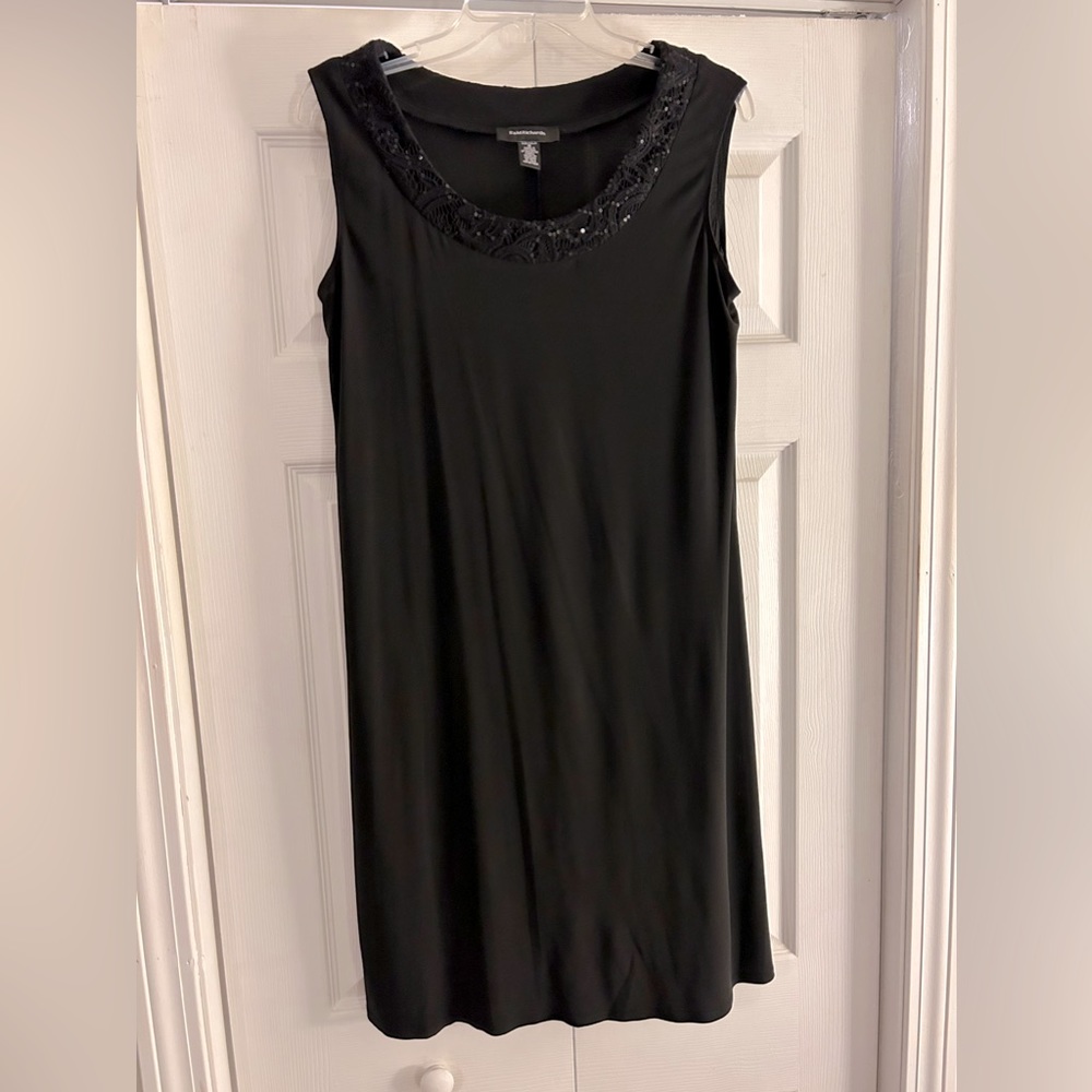 R&M Richards black beaded mini dress